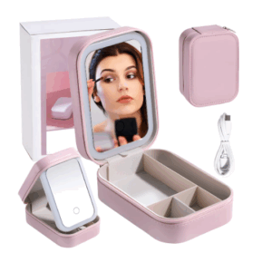 Joyero Porta Maquillaje Con Espejo Y Luz Led Carga Usb