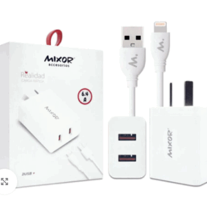 CARGADOR 220V -2USB + CABLE LIGHTNING (6.4A)